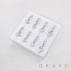 8PCS OF ASSORTED CZ DANGLE 316L SURGICAL STEEL O-RING NOSE HOOP BOX
